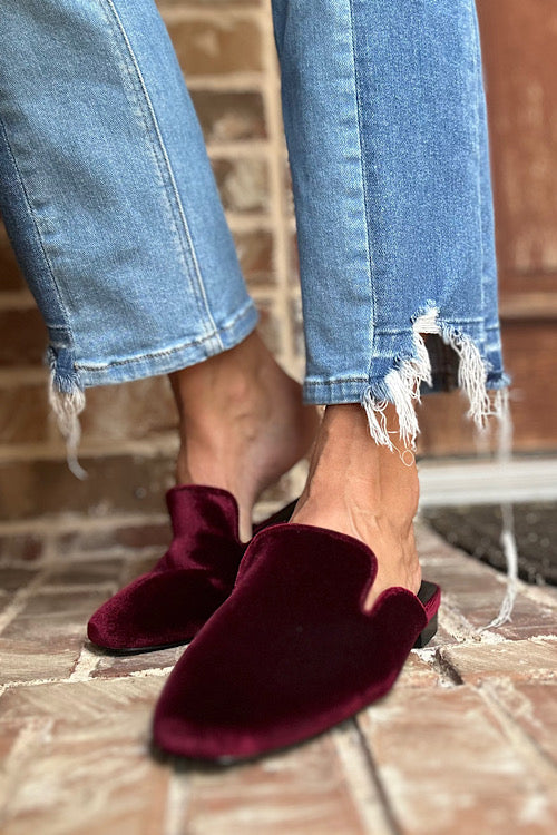 Corky's Burgundy Spotlight Velvet Mule sold by A Velvet Window