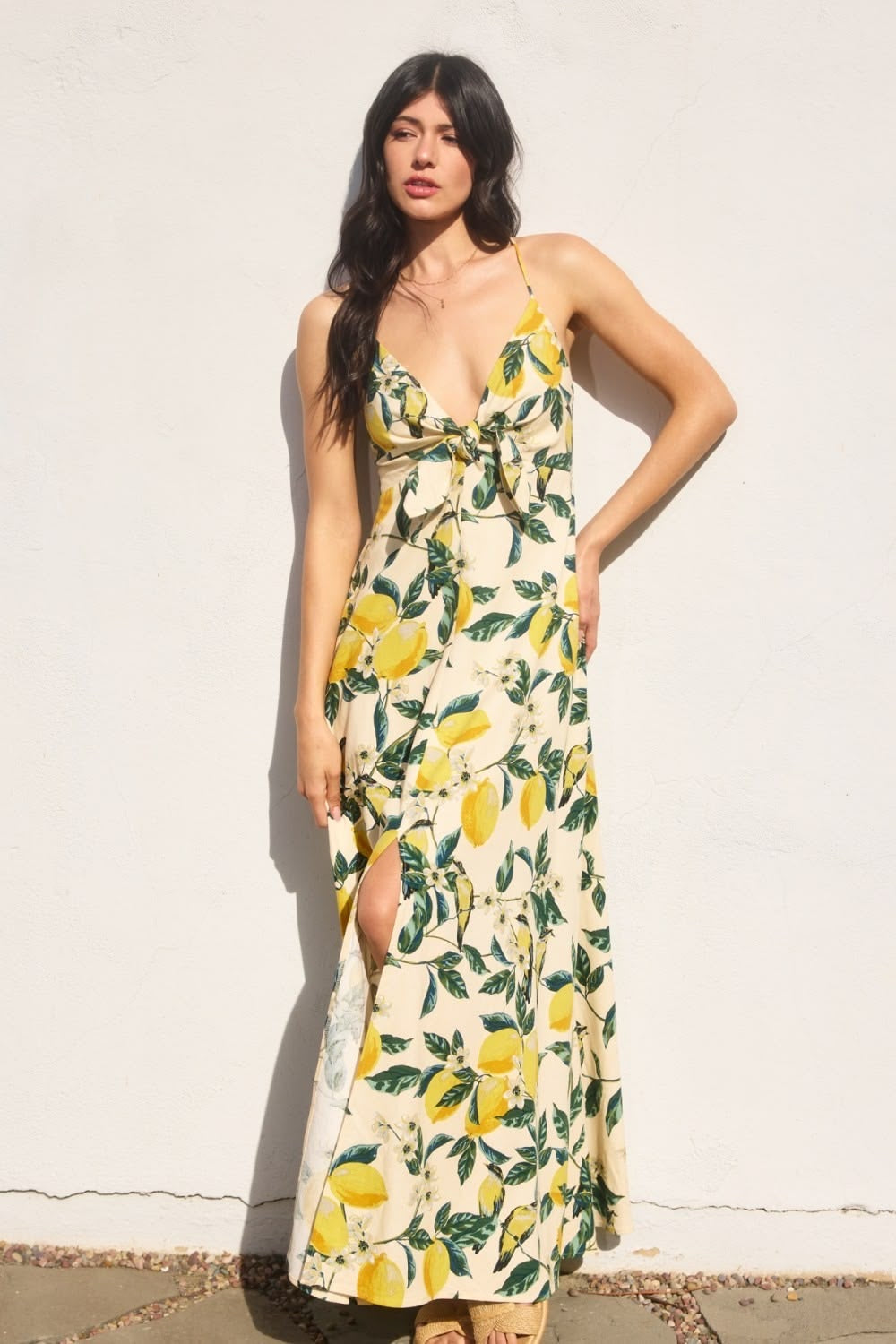 Vintage Lemon Print Maxi Dress sold by A Velvet Window