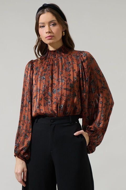 Leoben Floral Balloon Sleeve Top