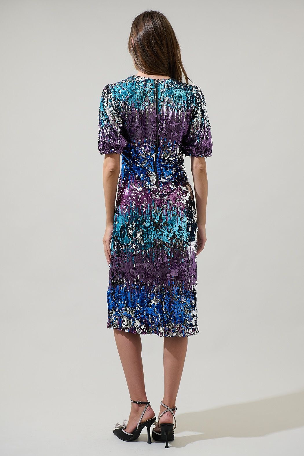 Night Sky Sequin Midi Dress sold by A Velvet Window