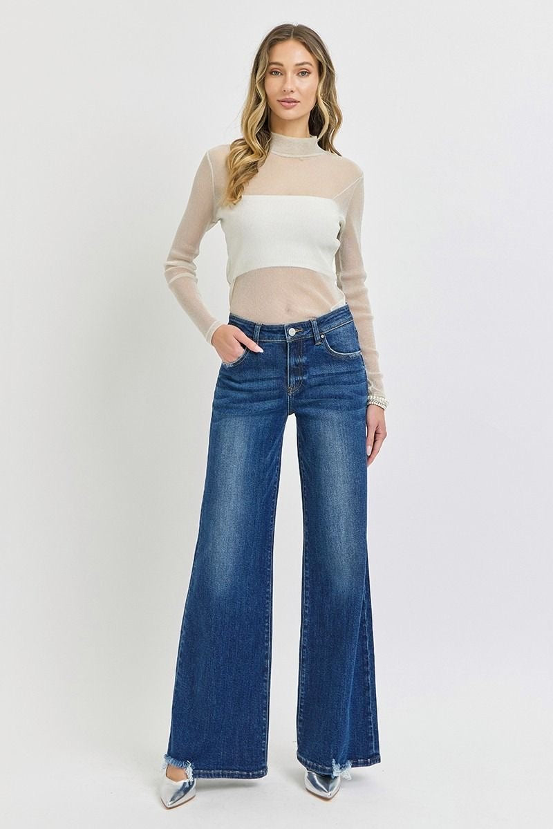 Risen Mid-Rise Wide Leg Jeans sold by A Velvet Window