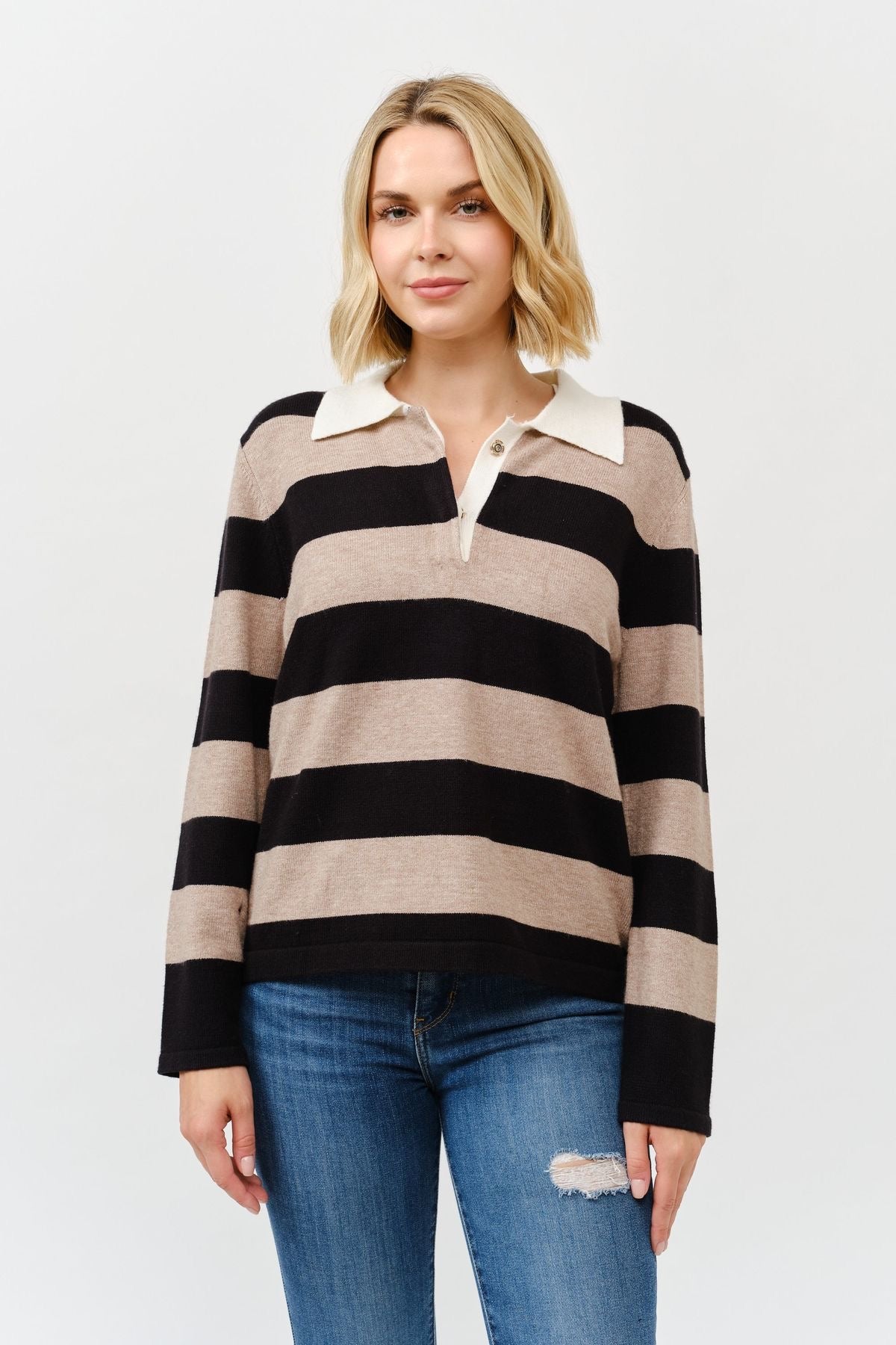 Stripe Collared Sweater sold by A Velvet Window