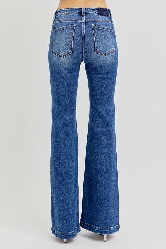 Risen Low-Rise Flare Jeans