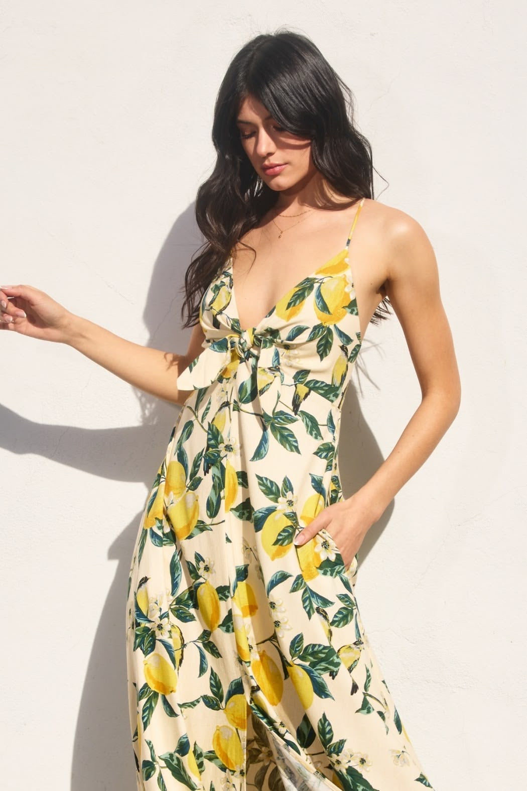 Vintage Lemon Print Maxi Dress sold by A Velvet Window