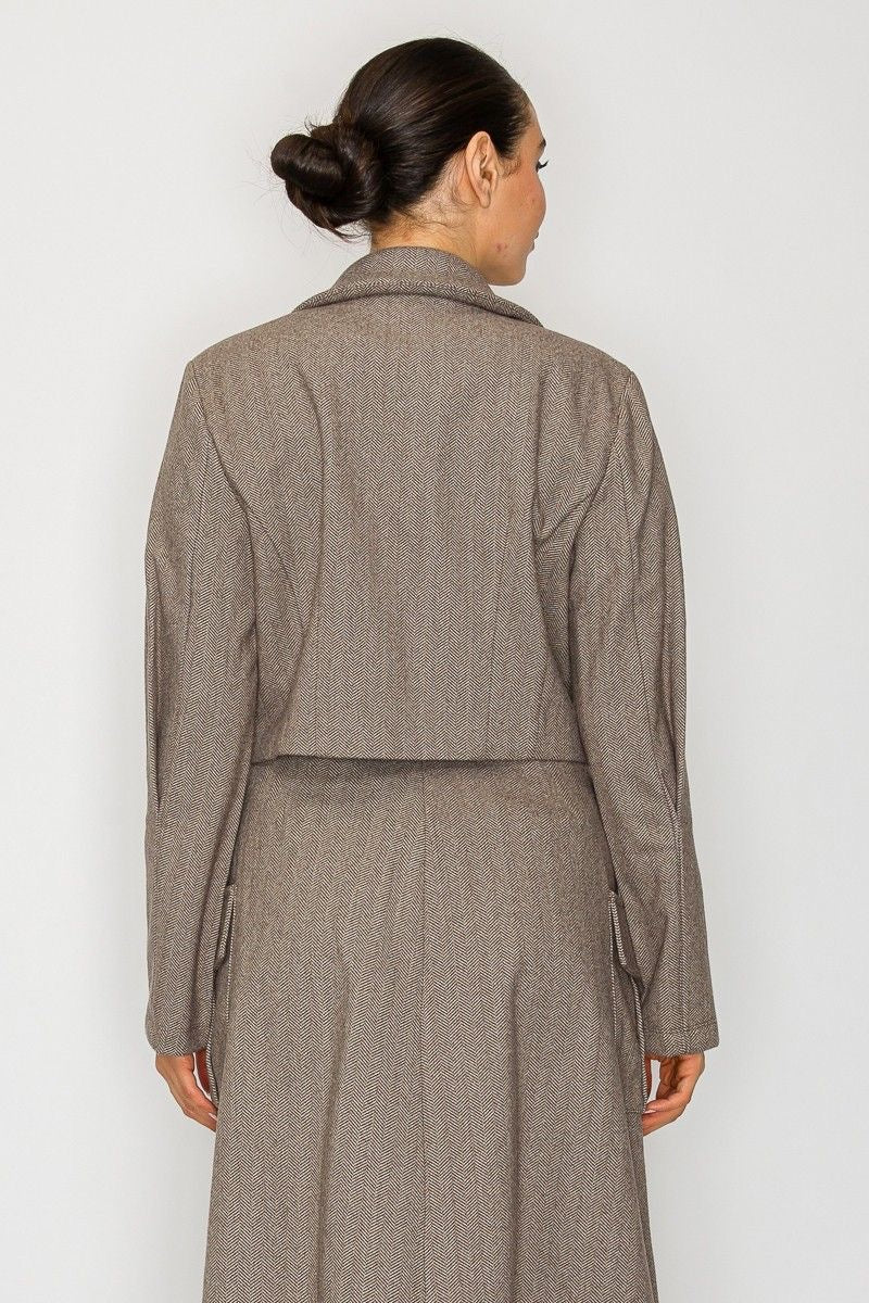 Cropped Herringbone Blazer