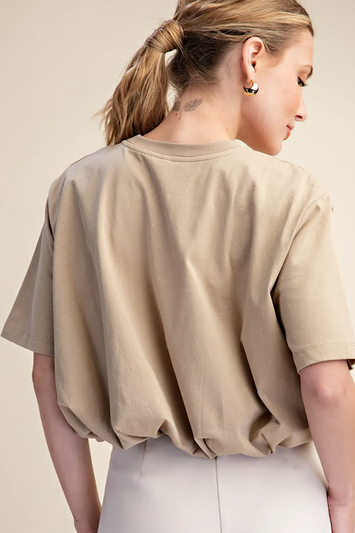 Cropped Bubble Hem T-Shirt sold by A Velvet Window