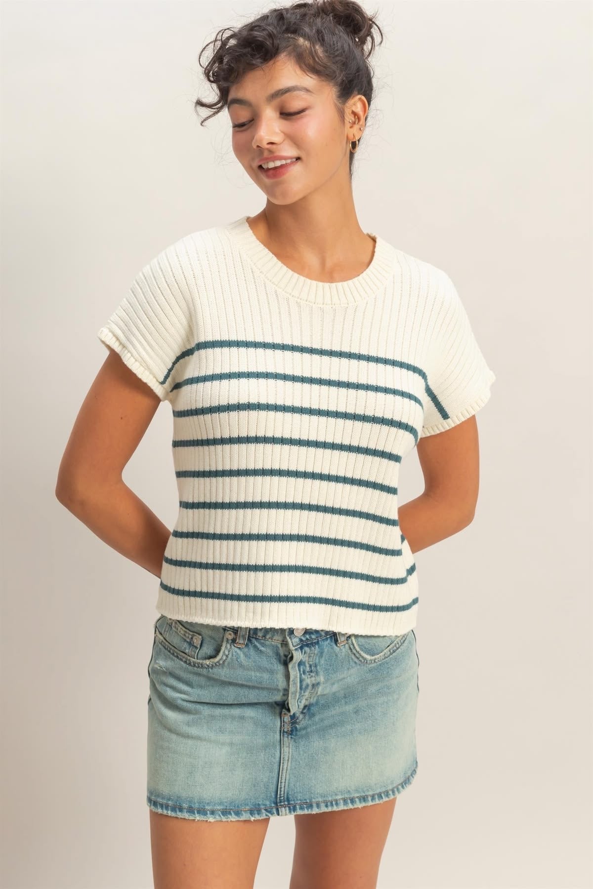 Cap Sleeve Ribbed Knit Top sold by A Velvet Window