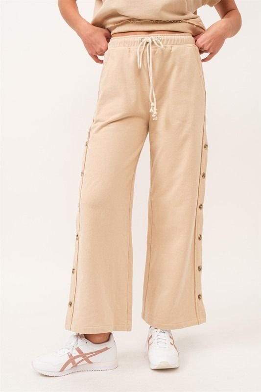 The Lounge Edit - Wide Leg Pants with Buttons sold by A Velvet Window