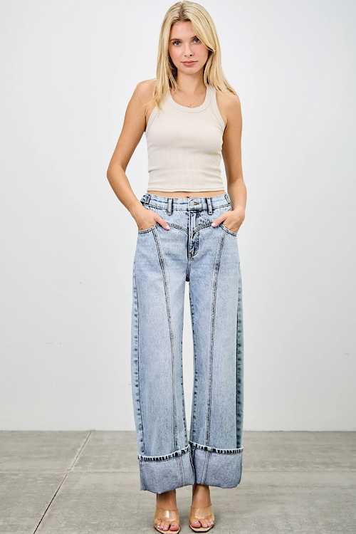 High Rise Acid Wash Low Curve Western Barrel sold by A Velvet Window