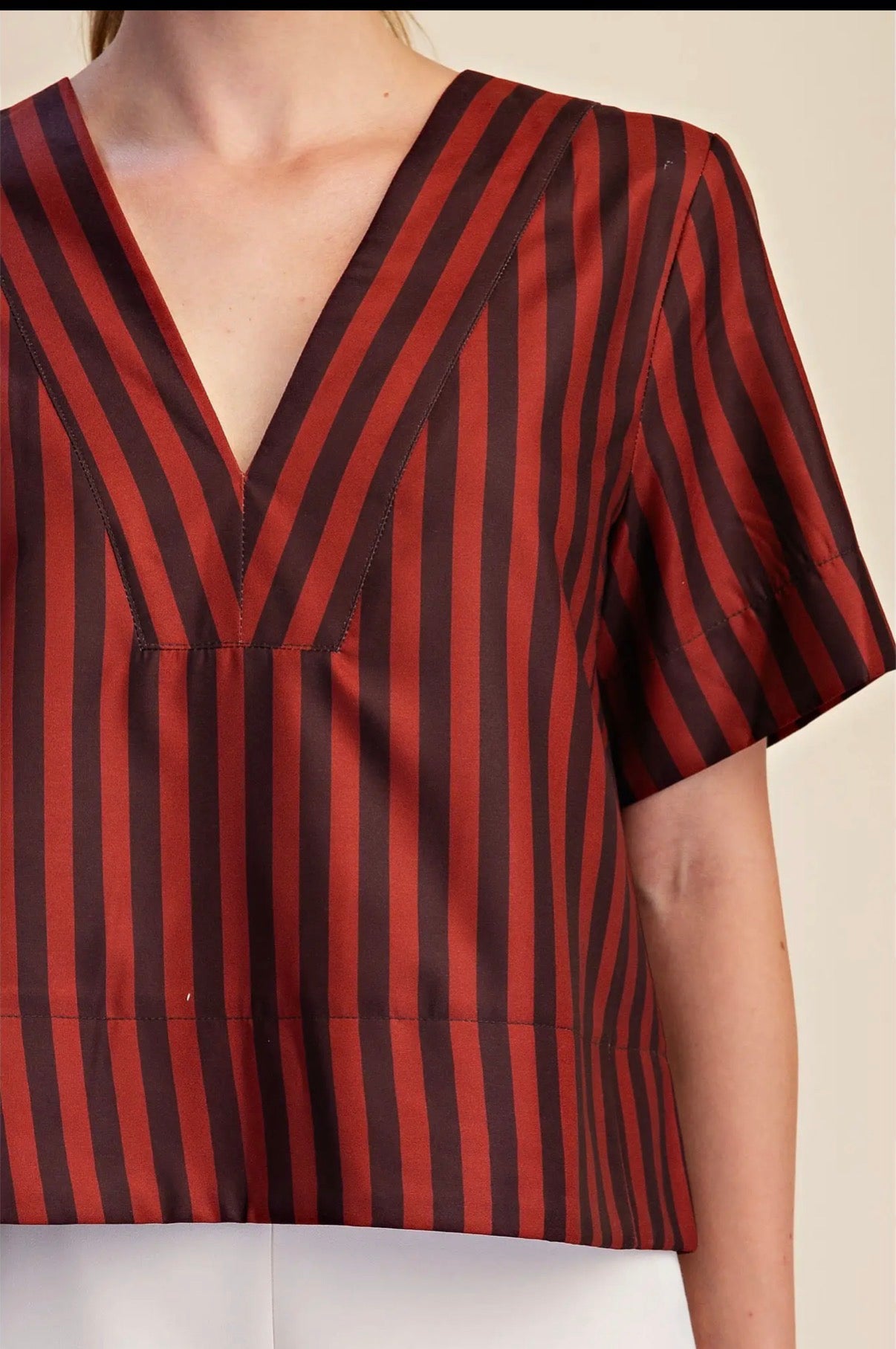 Bold Stripe VNeck Top sold by A Velvet Window