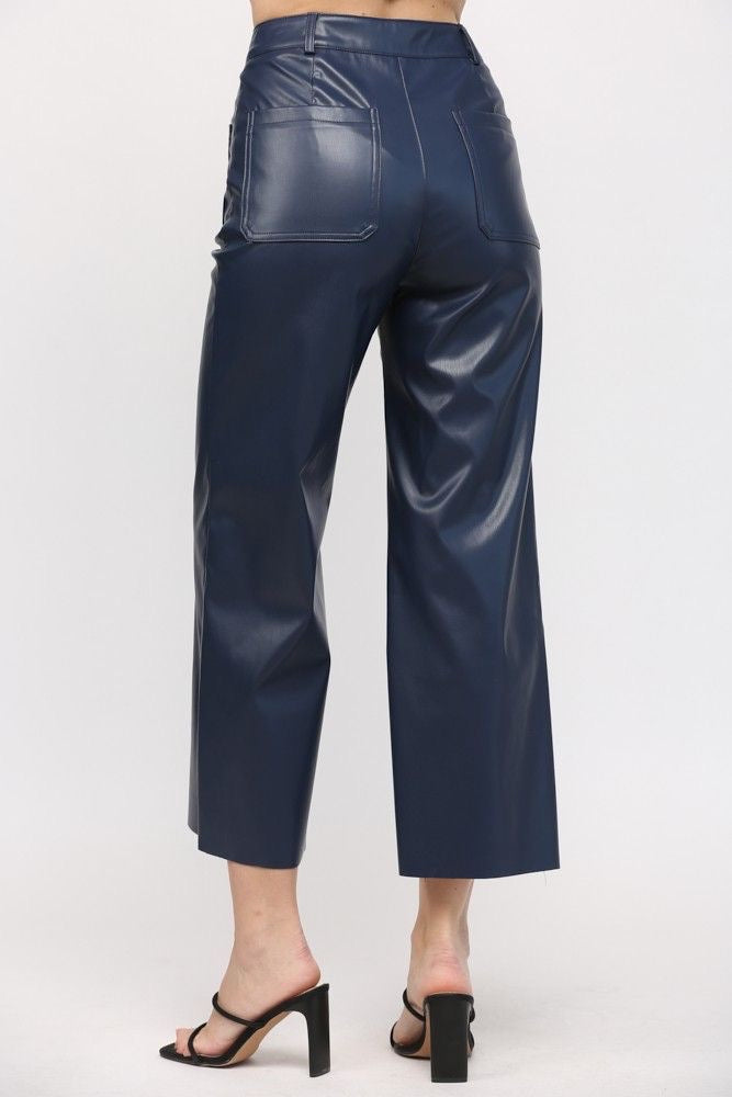 Midnight Cropped Faux Leather Pants sold by A Velvet Window