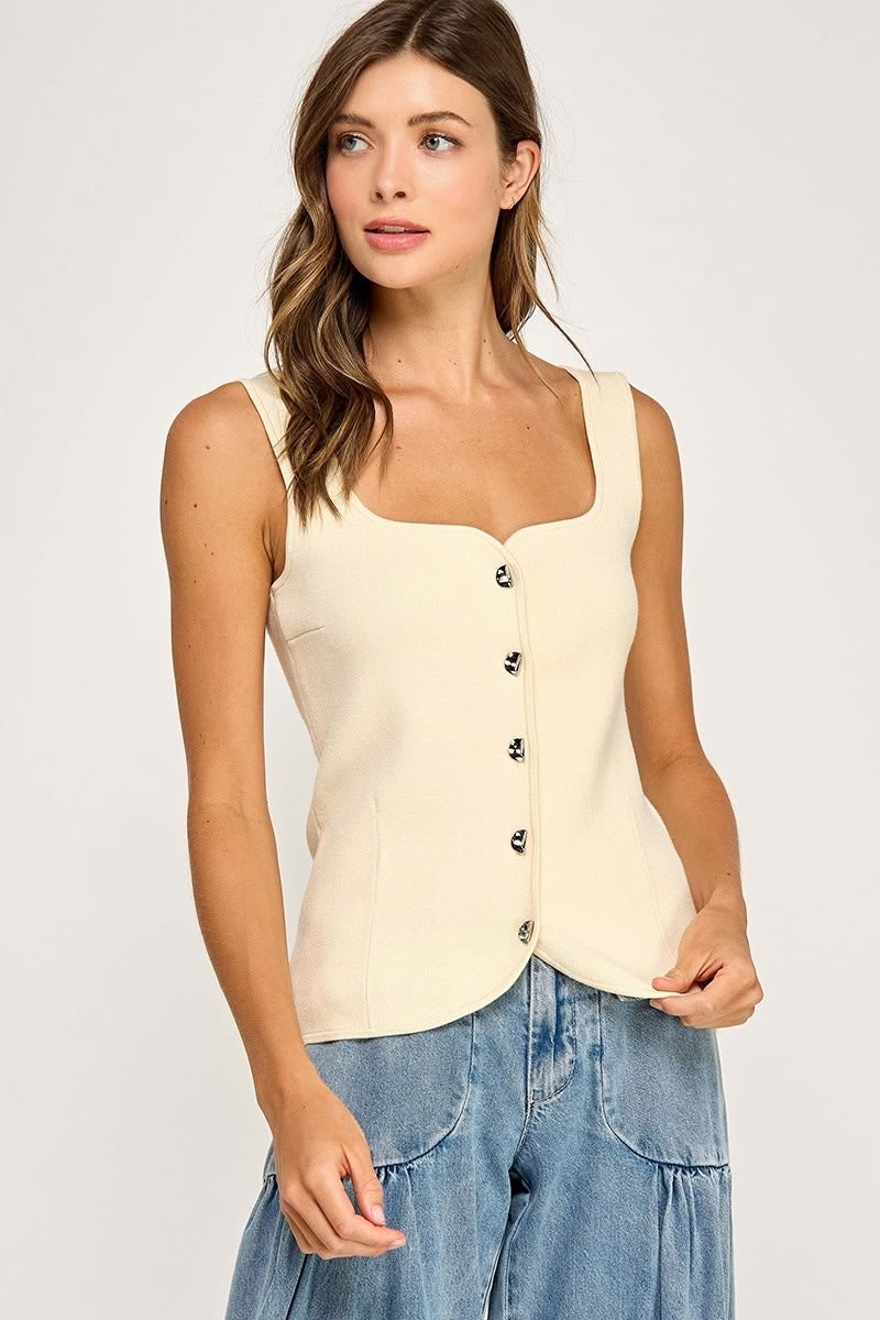 Sweetheart Neck Knit Top sold by A Velvet Window