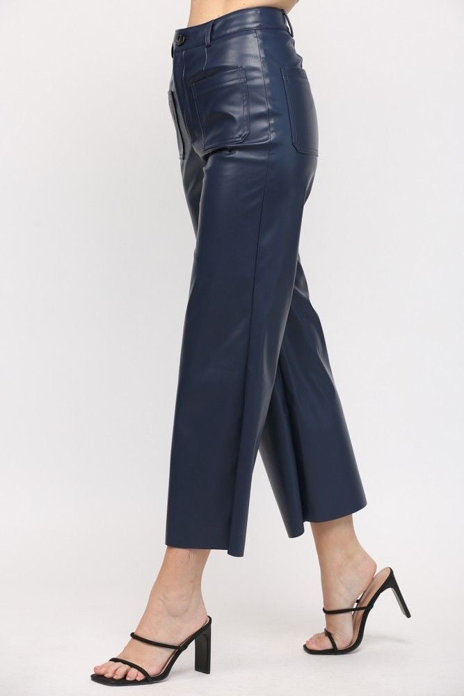 Midnight Cropped Faux Leather Pants sold by A Velvet Window