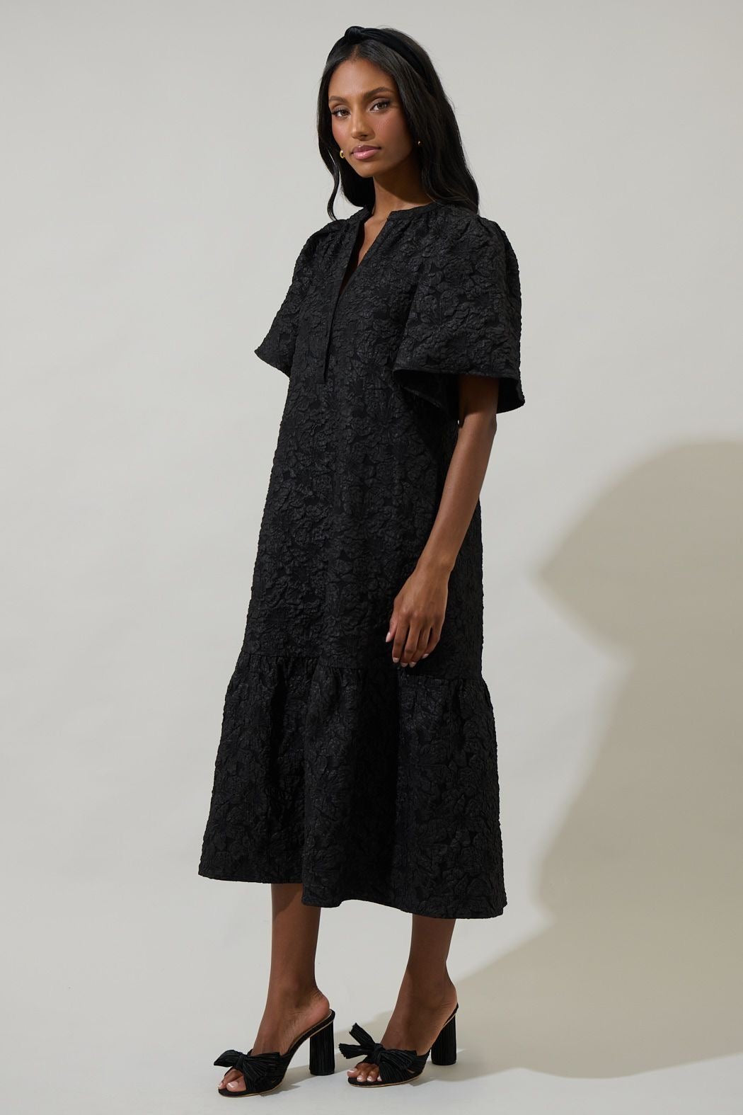 Jacquard Floral Midi Dress