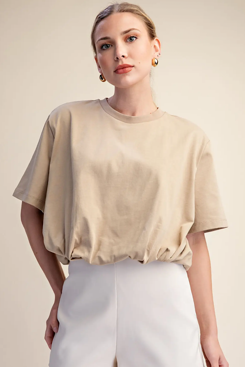 Cropped Bubble Hem T-Shirt sold by A Velvet Window