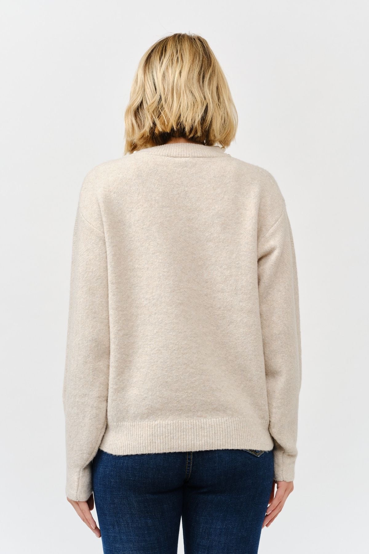 Pearl Detail Crew Neck Sweater sold by A Velvet Window