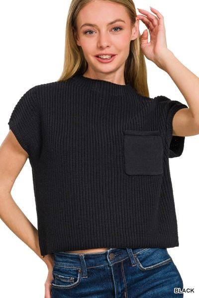 Mock Neck Short Sleeve Sweater