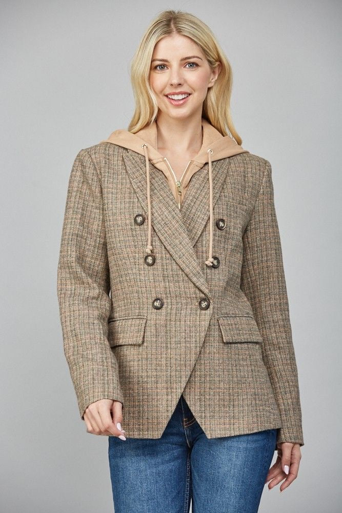 Hooded Herringbone Blazer sold by A Velvet Window