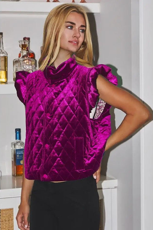 Magenta Velvet Quilted Vest sold by A Velvet Window