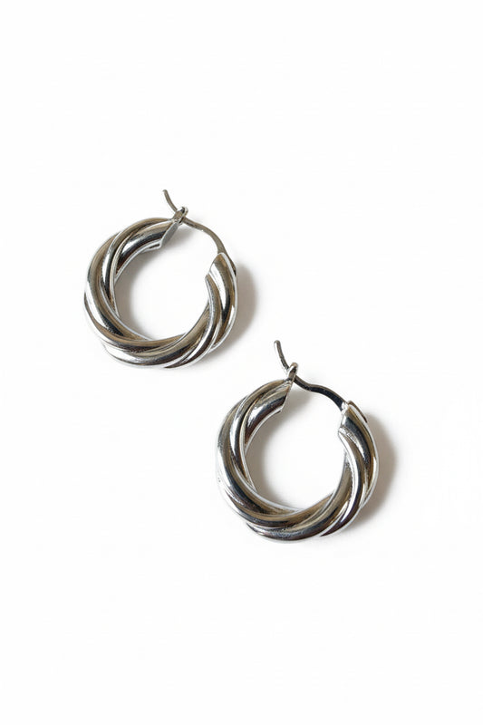 Sahira Silver Hoop  Earrings