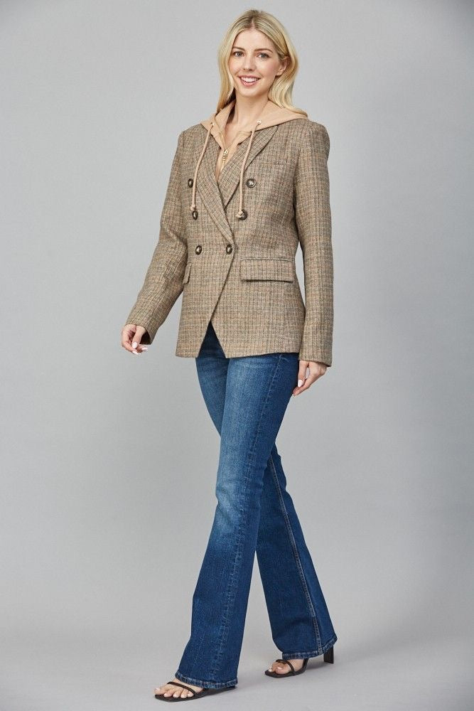 Hooded Herringbone Blazer sold by A Velvet Window