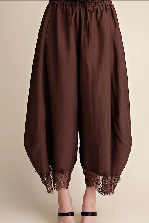 Cropped Lace Trim Balloon Pants sold by A Velvet Window.