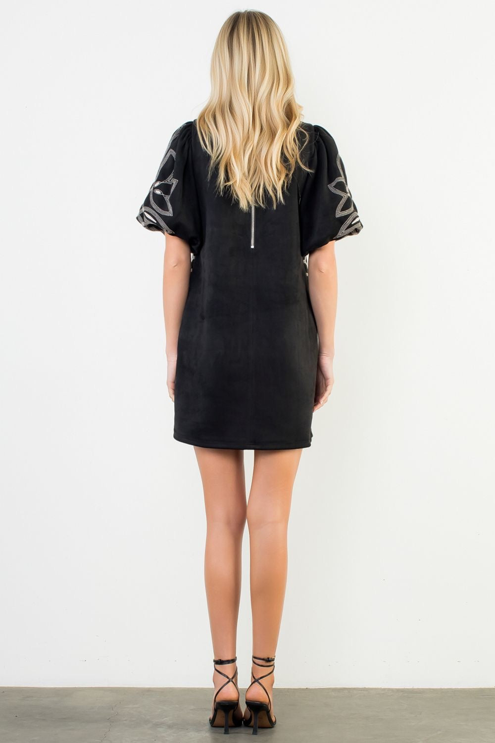 Embroidered Suede Dress