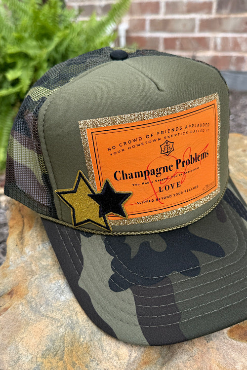 Champagne Problems Camo Trucker Hats