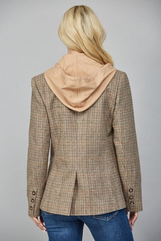 Hooded Herringbone Blazer sold by A Velvet Window