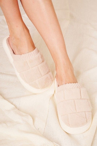 Ivory Faux Fur Slippers