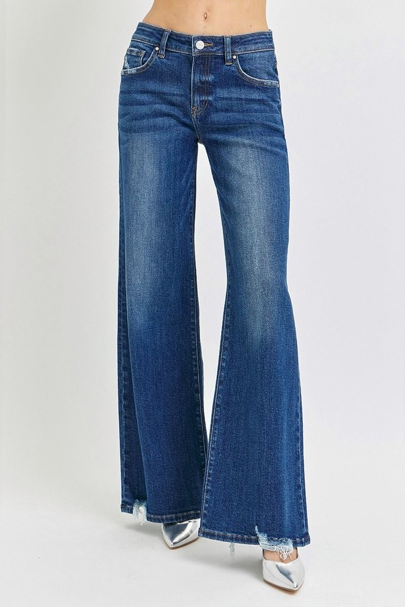 Risen Mid-Rise Wide Leg Jeans sold by A Velvet Window