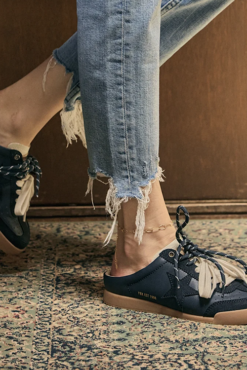 Navy Nysa Sneaker Mule by Yellowbox sold by A Velvet Window