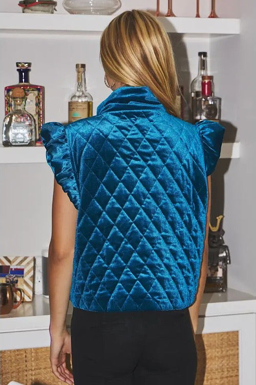 Teal Velvet Quilted Vest sold by A Velvet Window