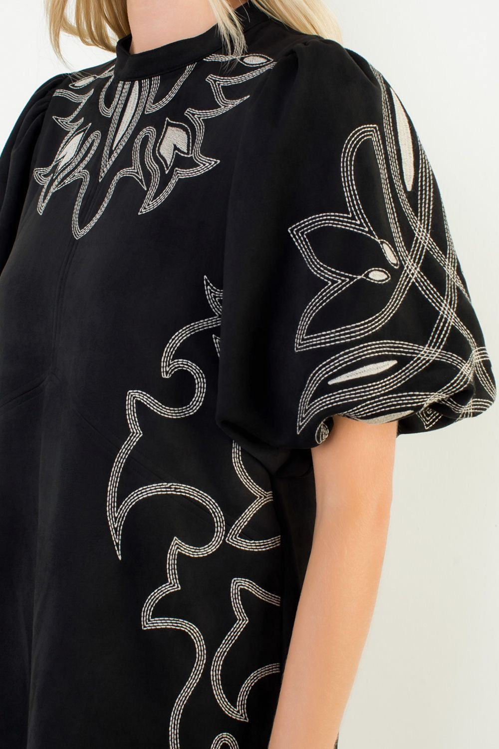 Embroidered Suede Dress