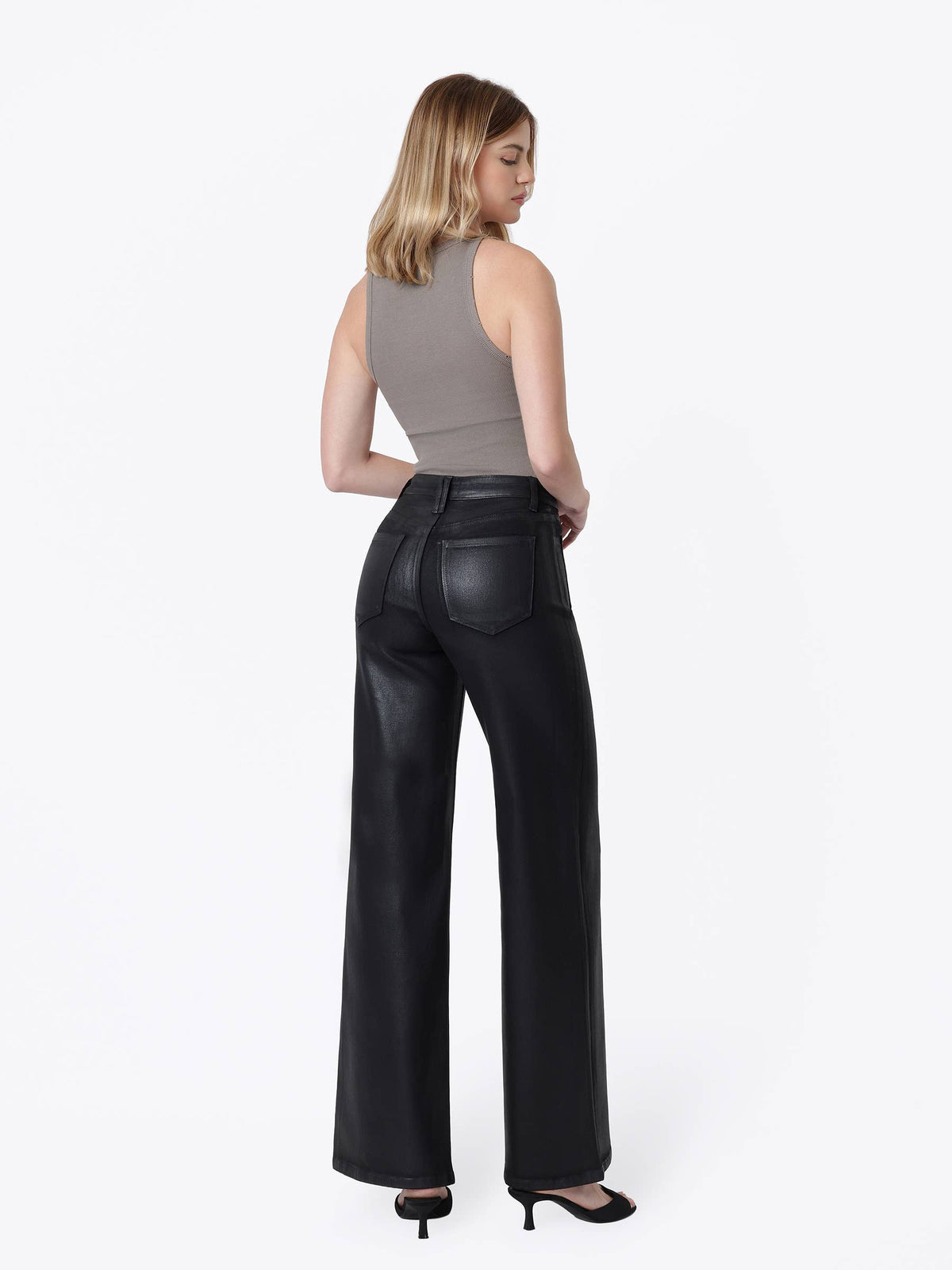 High Rise Patch Pocket Black Coated Denim sold by A Velvet Window