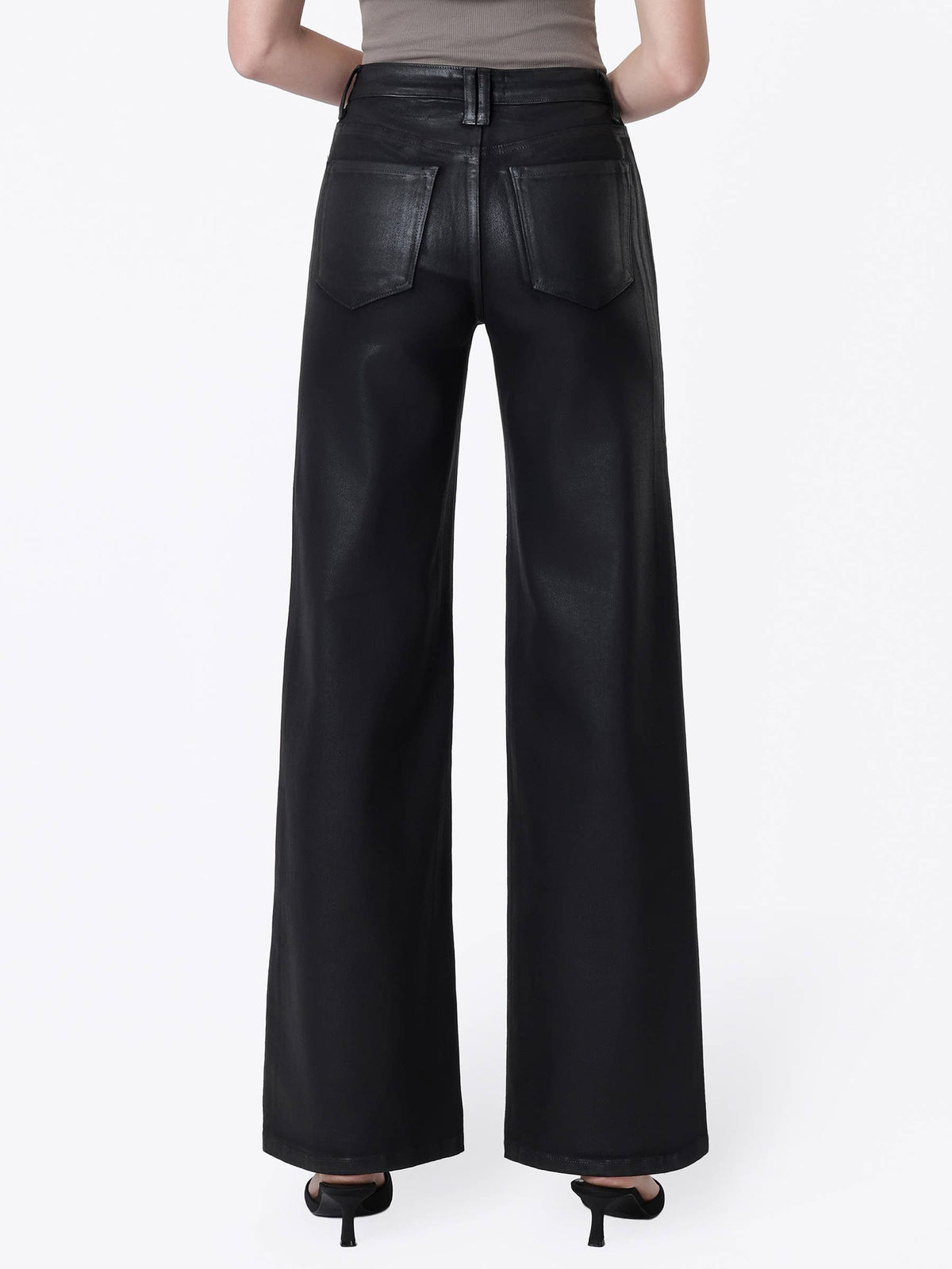 High Rise Patch Pocket Black Coated Denim sold by A Velvet Window