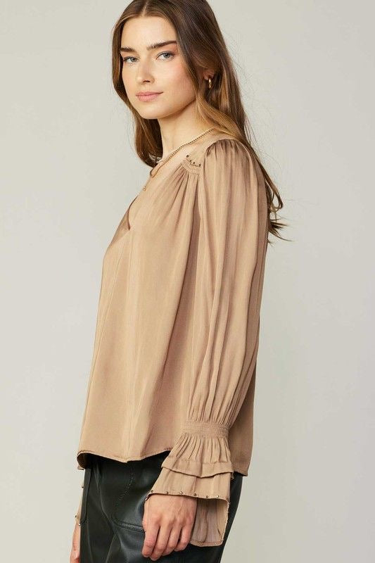 Studded VNeck Long Sleeve Top sold by A Velvet Window