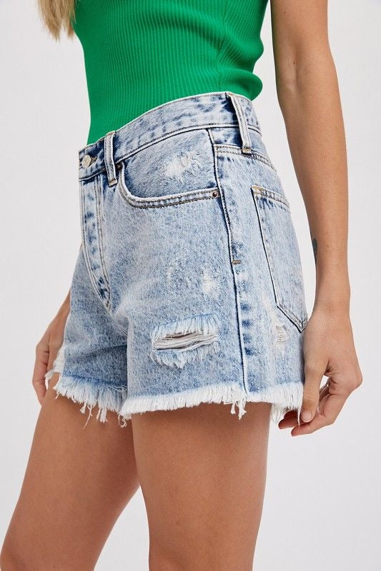 High waist acid wash shorts best sale