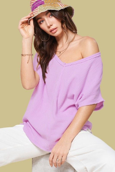 Cotton Gauze VNeck Top