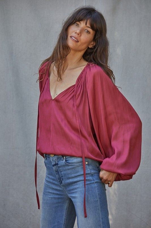 Satin V-Neck Top sold by A Velvet Window