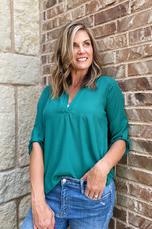 Emerald 3/4 Sleeve Basic Top