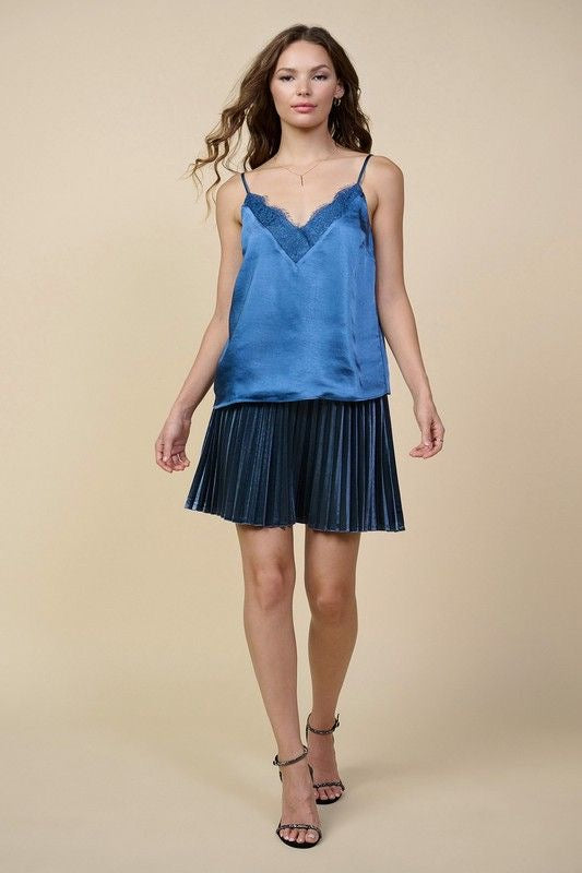 Satin and Lace Smokey Blue Top sold by A Velvet Window