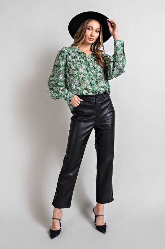 Semi Sheer Green Paisley Top sold by A Velvet Window