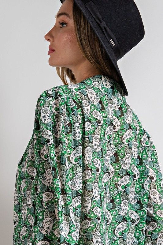 Semi Sheer Green Paisley Top sold by A Velvet Window