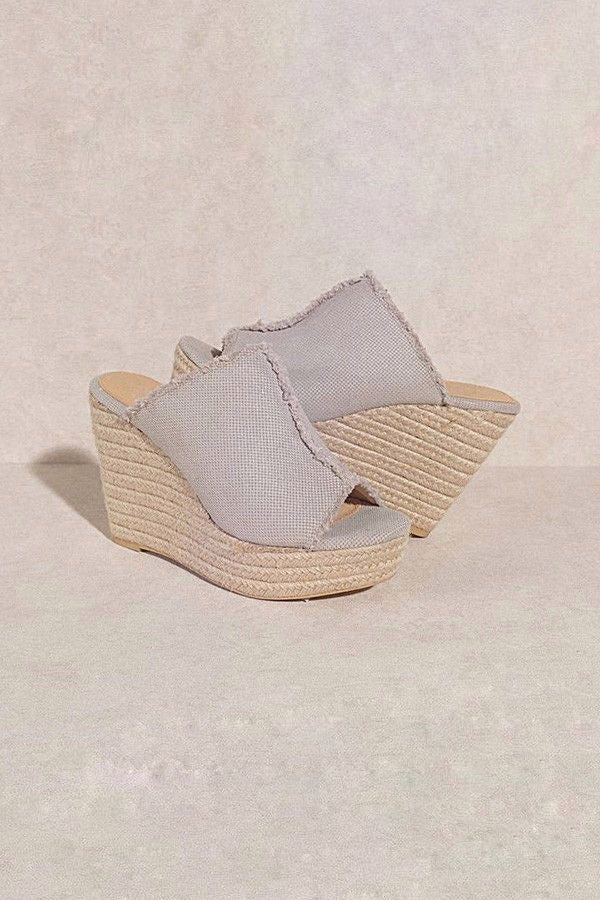 Chunky Canvas Espadrille Wedge Sandal sold by A Velvet Window