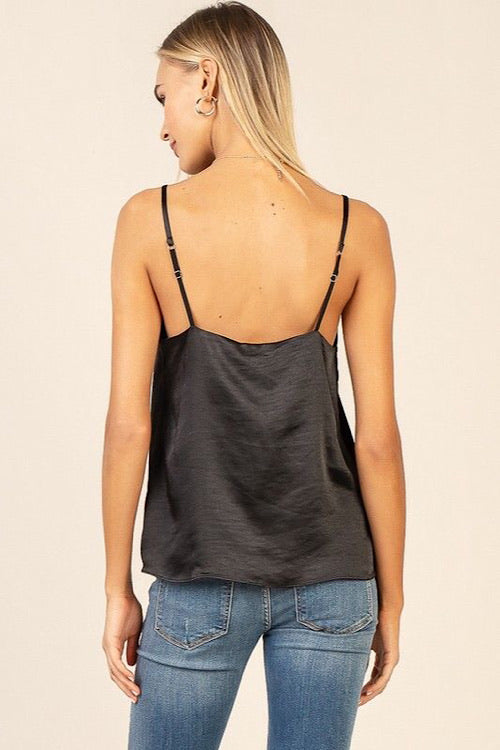 Black Satin and Lace Top
