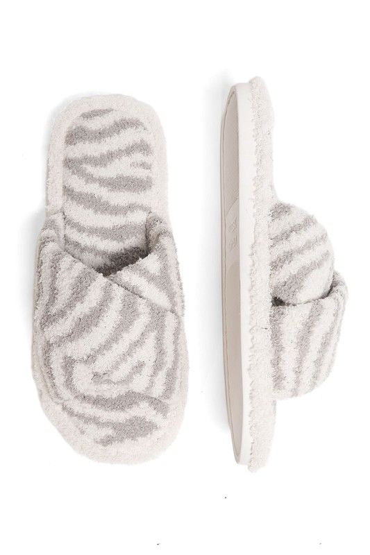 Zebra Grey Cozy Crossover Slipper