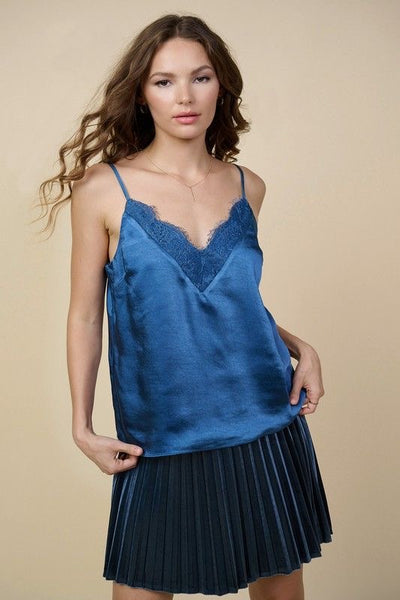 Satin and Lace Smokey Blue Top