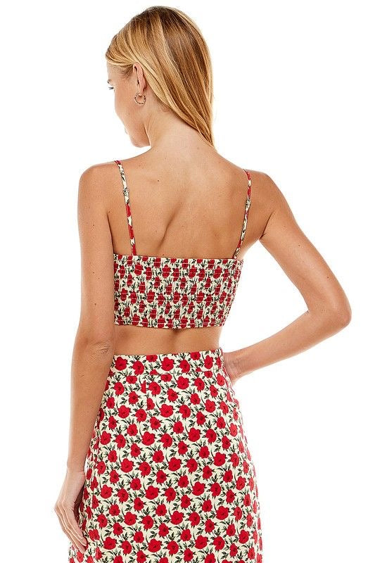 Rose Print Bow Crop Tank sold by A Velvet Window