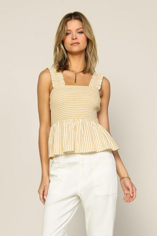 Striped Smocked Peplum Top sold by A Velvet Window